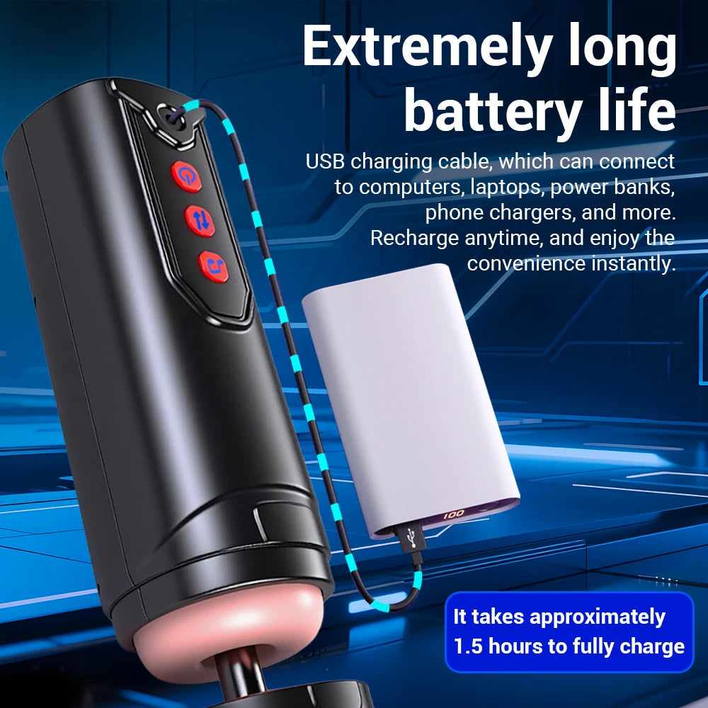 Male Masturbation Toy – Heated, Telescopic & Multi-Mode Pleasure