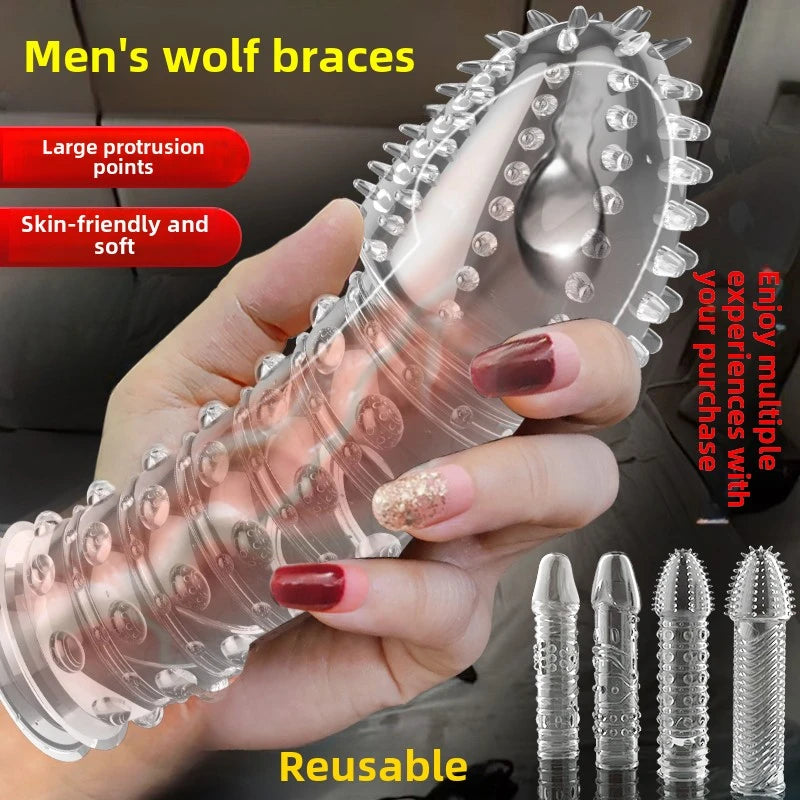 Penis Extend Sleeve Reusable Condoms Delay Ejaculation 15cm