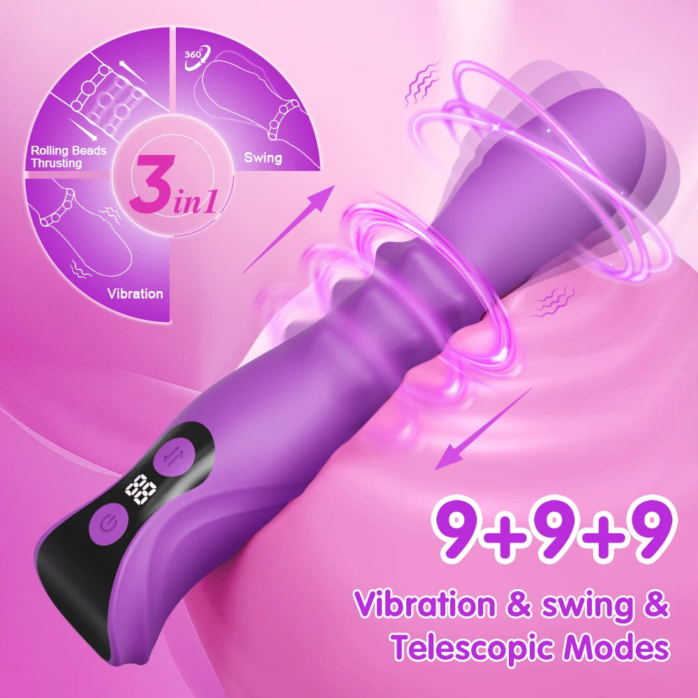 3-in-1 Telescopic Swing Vibrator – Thrusting Beads & G-Spot Pleasure