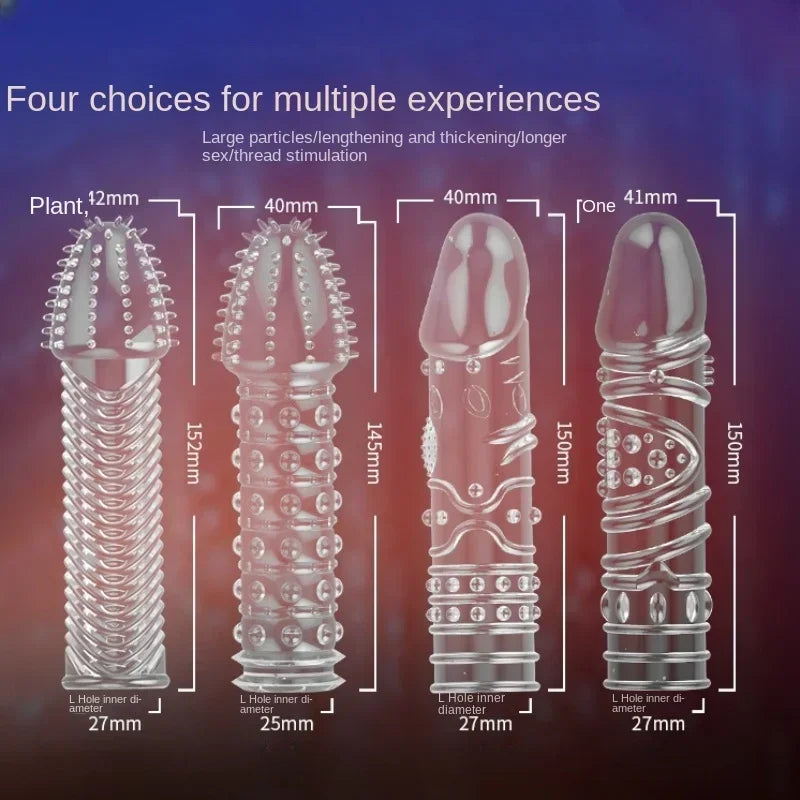 Penis Extend Sleeve Reusable Condoms Delay Ejaculation 15cm