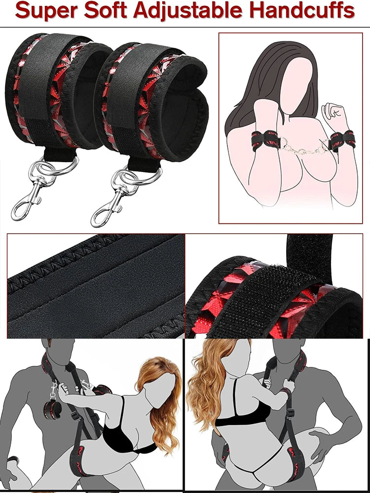BDSM Sex Handcuffs Restraints Open Leg Ankle Cuffs SM Bondage